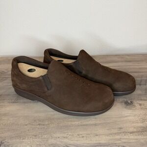 SAS Comfort  Shoes Slip On Women Loafers Brown Suede Leather Pattern 8.5